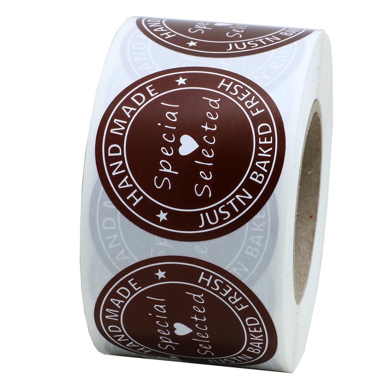 Hybsk Hand Made Just Baked Fresh and Special Selected Stickers with Heart and Stars Decorative Labels for Cake and Bread Total 500 Labels Per Roll - Image 2